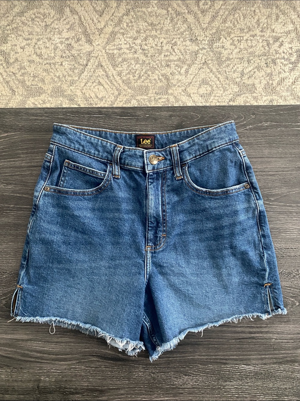 Lee Classic Raw-Hem Denim Shorts in Blue